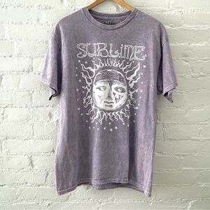 Nirvana Sublime Oversized Graphic Short Sleeve Crewneck Tee Shirt Purple Tie Dye